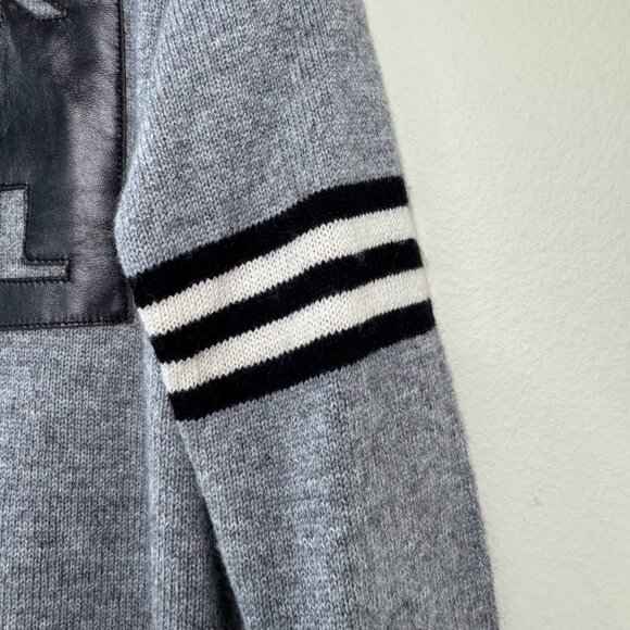 AUTUMN CASHMERE KIDS Rock N Roll Sweater Unisex 8 Leather Gray Merino Wool NWOT - Picture 4 of 8